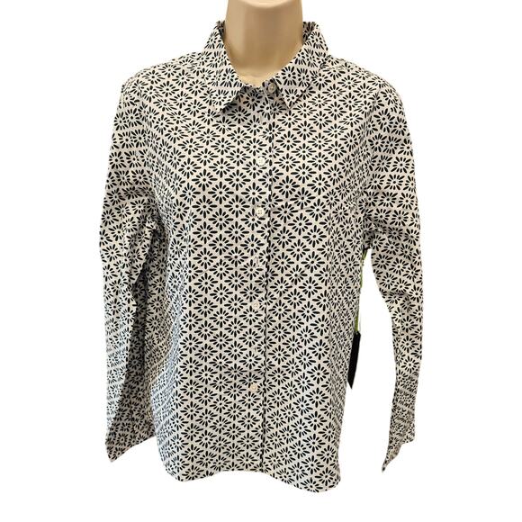 NWT Trisha Tyler floral print back pleat business casual career button up L NEW - Picture 2 of 8